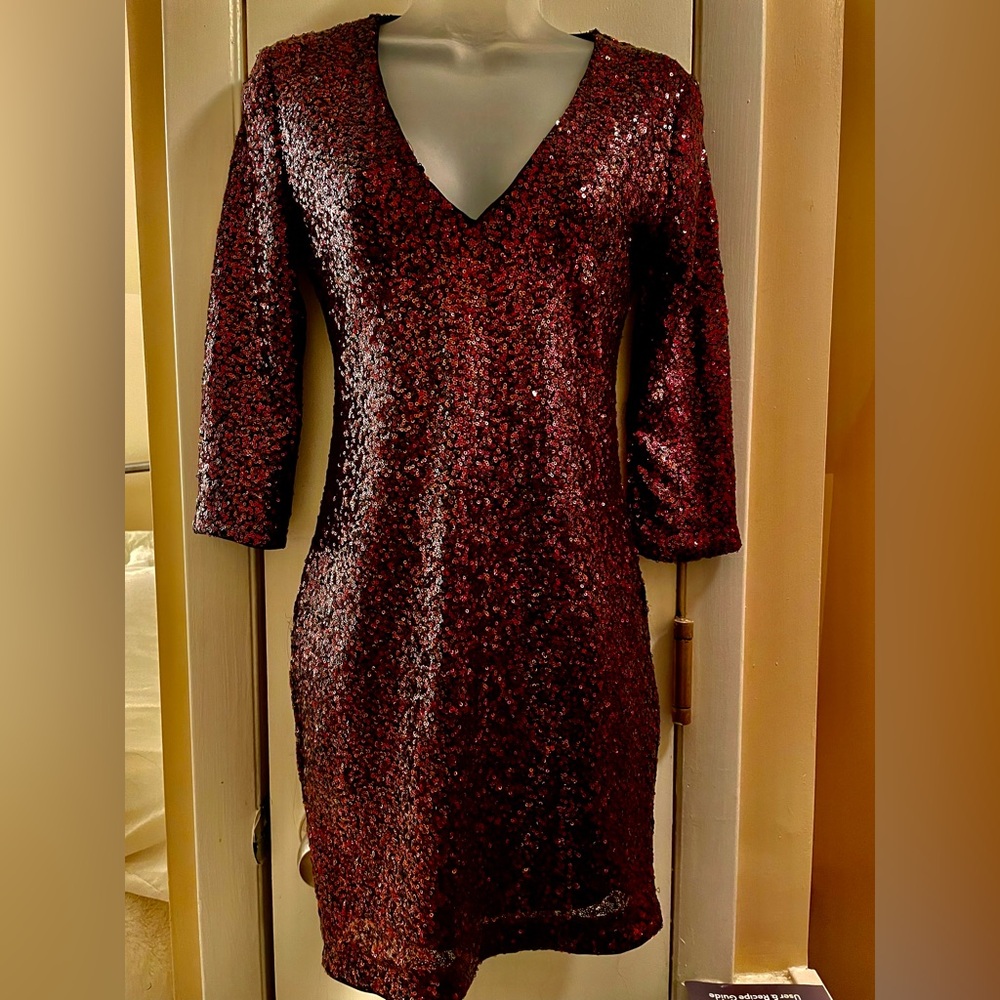 COPY - Beautiful Burgundy Sequin Dress. Express Size 0